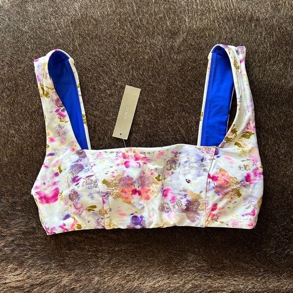 NWT J Crew Watercolor Floral Print Bikini Top - Picture 2 of 4